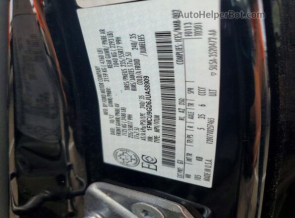 1FMCU9GD6JUA58909 2018 FORD ESCAPE Black Widok naklejki z numerem VIN
