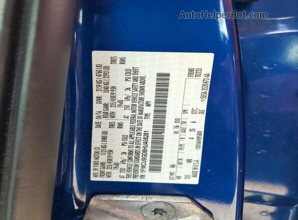 1FMCU9GD8HUA08281 2017 FORD ESCAPE Blue VIN sticker view
