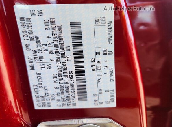 1FMCU9J99HUE95768 2017 FORD ESCAPE Red Вид підкапотного простору