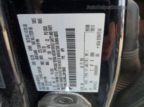 1FMCU9J99LUB15983 2020 FORD ESCAPE Black Vista de la etiqueta del VIN