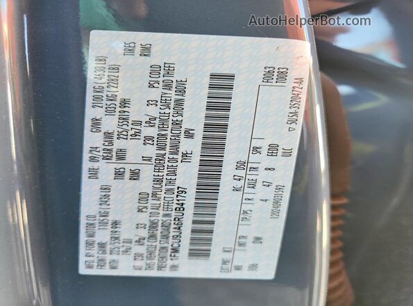 1FMCU9JA6RUB41797 2024 FORD ESCAPE Blue Панорамний вид салону 360°