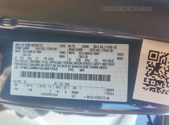 1FMCU9MN1SUB61525 2025 FORD ESCAPE Blue Widok komory silnika