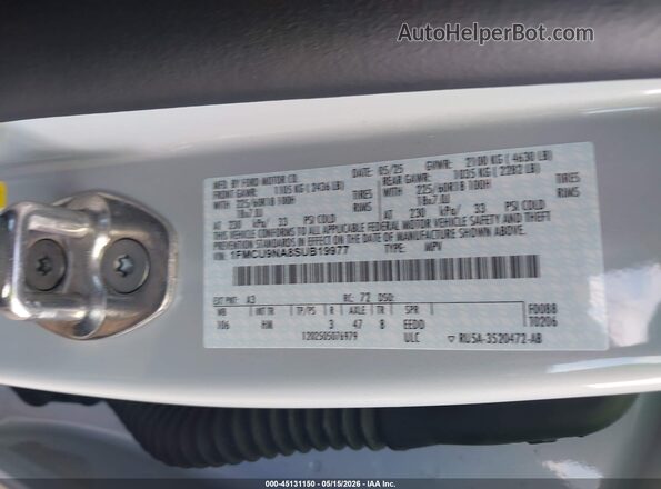 1FMCU9NA8SUB19977 2025 FORD ESCAPE Белый Вид подкапотного пространства