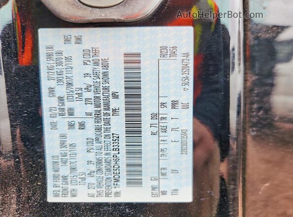 1FMDE5DH6PLB33527 2023 FORD BRONCO Черный Вид наклейки с VIN-кодом