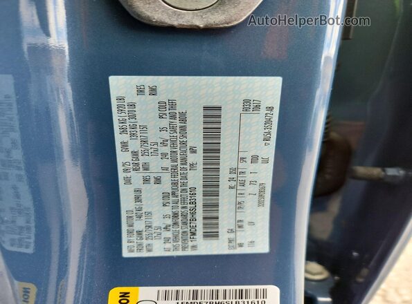 1FMDE7BH6SLB31610 2025 FORD BRONCO Синий Вид наклейки с VIN-кодом
