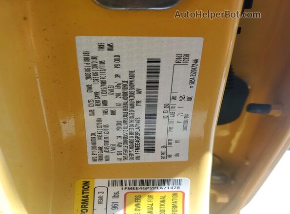 1FMEE4GP2PLA71478 2023 FORD BRONCO Yellow Vista interior de 360 grados