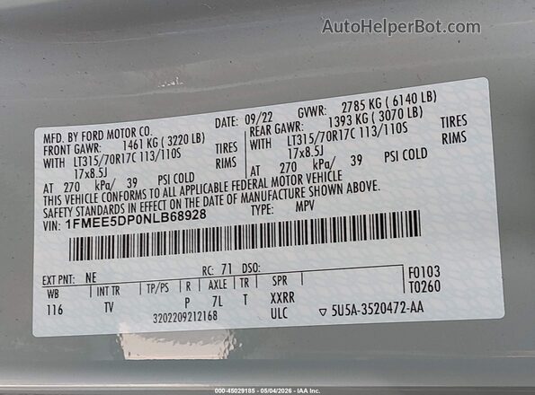 1FMEE5DP0NLB68928 2022 FORD BRONCO Серый Вид подкапотного пространства