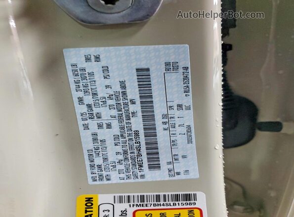 1FMEE7BH4SLB15989 2025 FORD BRONCO Cream Vista de la etiqueta del VIN