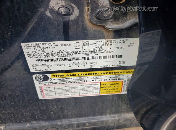 1FMJK1KT2LEA87396 2020 FORD EXPEDITION Black VIN კოდის სტიკერის ხედი