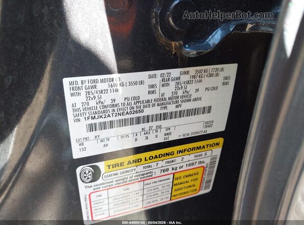 1FMJK2AT2NEA02650 2022 FORD EXPEDITION Черный Вид подкапотного пространства