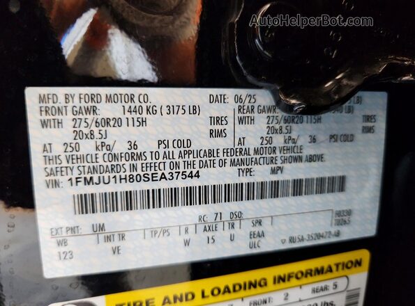 1FMJU1H80SEA37544 2025 FORD EXPEDITION Черный Вид наклейки с VIN-кодом