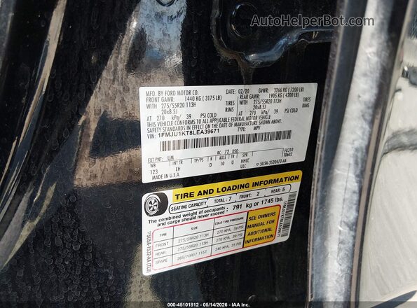 1FMJU1KT8LEA39671 2020 FORD EXPEDITION Черный Вид подкапотного пространства