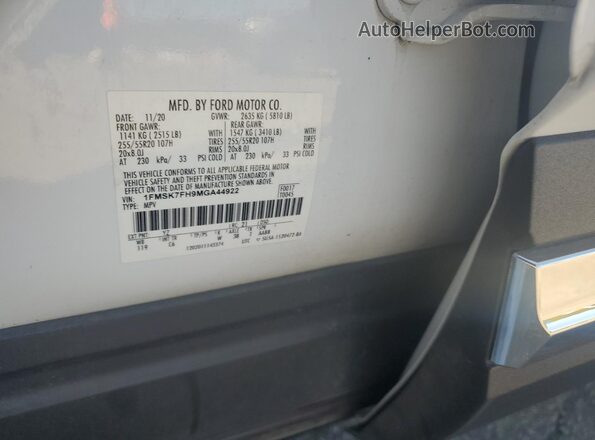 1FMSK7FH9MGA44922 2021 FORD EXPLORER White Widok komory silnika