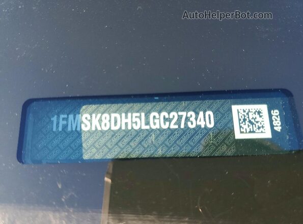 1FMSK8DH5LGC27340 2020 FORD EXPLORER Black Widok naklejki z numerem VIN