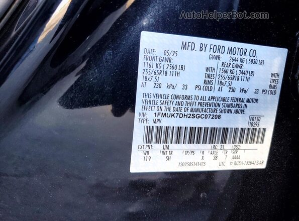1FMUK7DH2SGC07208 2025 FORD FORD EXPLORER Black Widok komory silnika