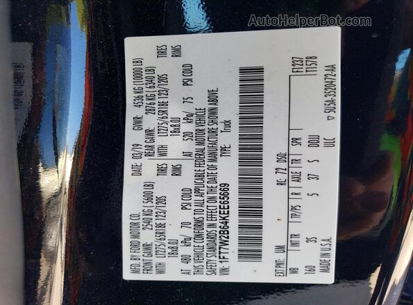 1FT7W2B64KEE65669 2019 FORD F250 Black Widok naklejki z numerem VIN