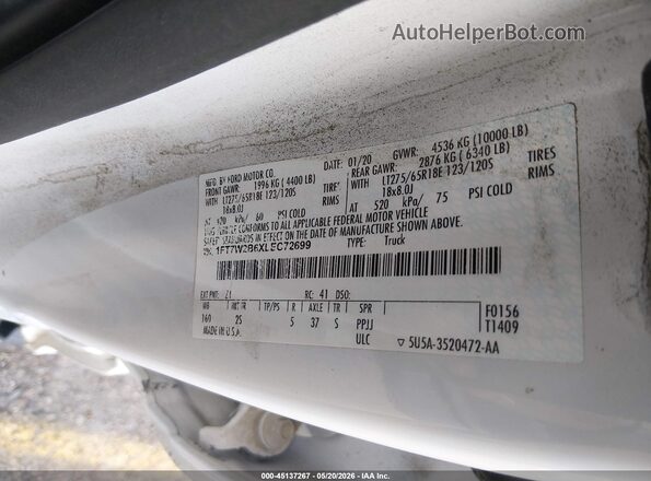 1FT7W2B6XLEC72699 2020 FORD F-250 Белый Вид подкапотного пространства
