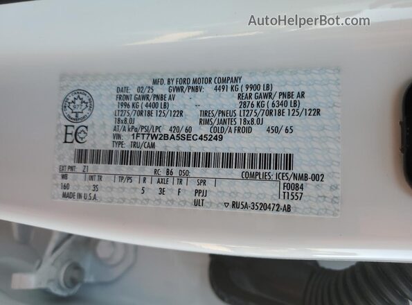 1FT7W2BA5SEC45249 2025 FORD F250 Белый Вид подкапотного пространства