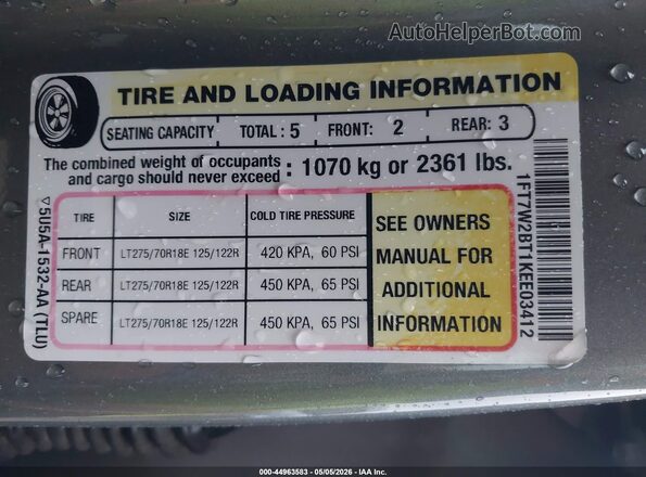 1FT7W2BT1KEE03412 2019 FORD F-250 Gray Widok komory silnika