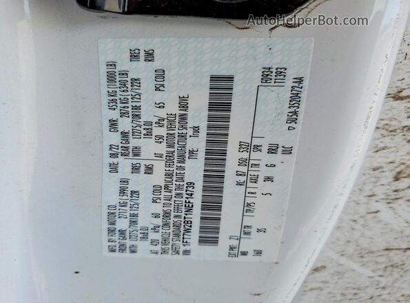 1FT7W2BT1NEF14739 2022 FORD F250 White Widok naklejki z numerem VIN