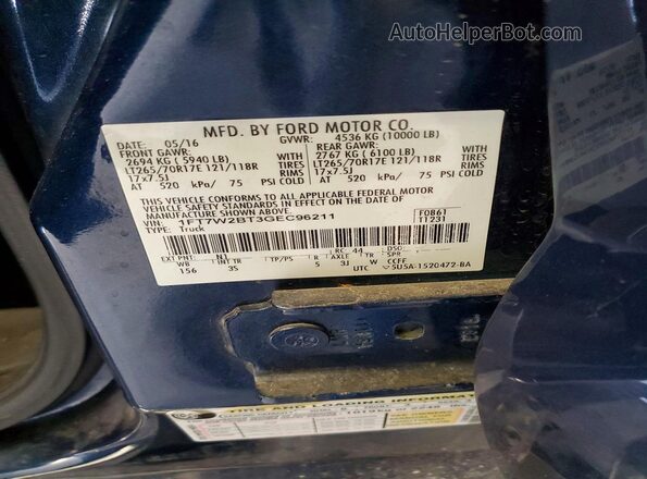 1FT7W2BT3GEC96211 2016 FORD F250 Blue ძრავის განყოფილების ხედი