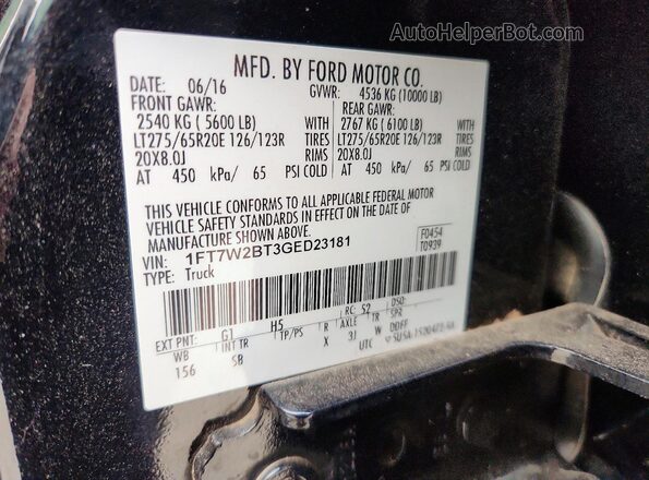 1FT7W2BT3GED23181 2016 FORD F250 Black Vista del compartimento del motor