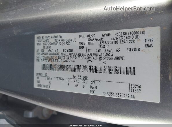 1FT7W2BT7LEC87764 2020 FORD F-250 Silver Vista del compartimento del motor