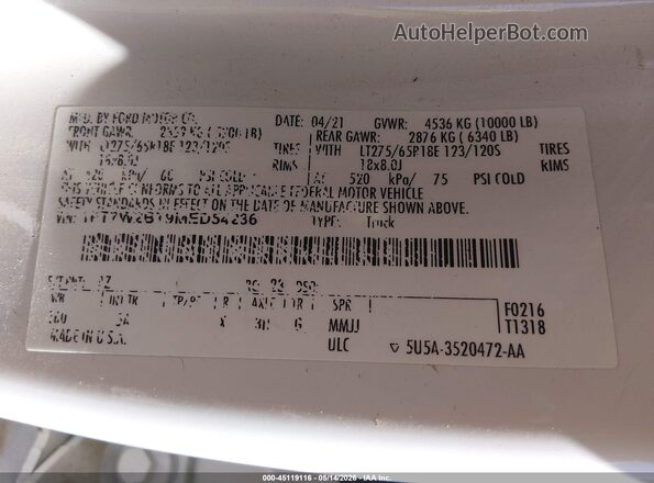 1FT7W2BT9MED54236 2021 FORD F-250 White Widok komory silnika