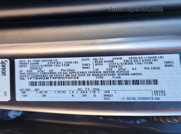 1FT8W2BT5PED70734 2023 FORD F250 Gray Vista del compartimento del motor