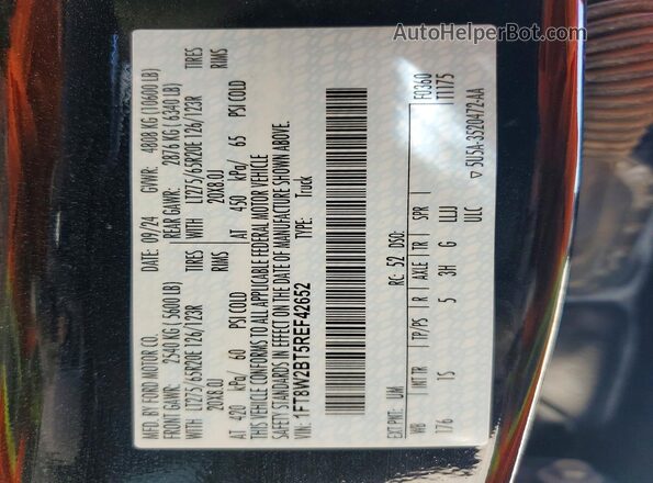 1FT8W2BT5REF42652 2024 FORD F250 Черный Панорамный вид салона 360°