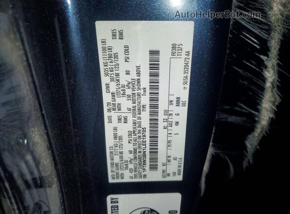 1FT8W3BN1LEE19705 2020 FORD F350 Blue Вид наклейки з VIN-кодом