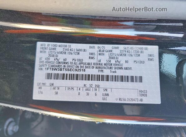 1FT8W3BT5SEC92518 2025 FORD F350 Черный Вид подкапотного пространства