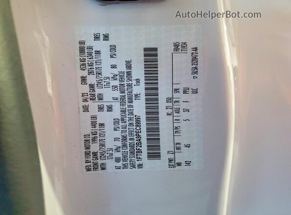 1FTBF2BA9PEC89997 2023 FORD F250 White Vista del compartimento del motor