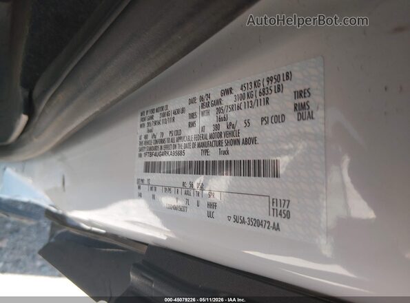 1FTBF4UG4RKA95685 2024 FORD TRANSIT-350 White Widok komory silnika