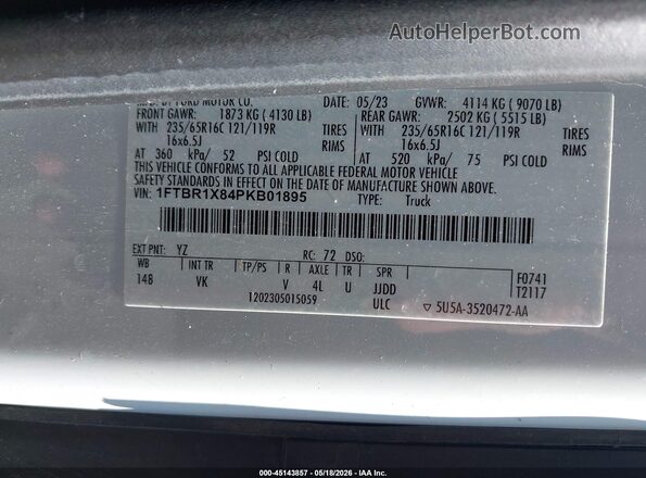 1FTBR1X84PKB01895 2023 FORD TRANSIT-250 Белый Вид подкапотного пространства