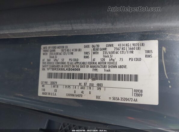1FTBR3X80LKB04069 2020 FORD TRANSIT-250 Синий Вид подкапотного пространства