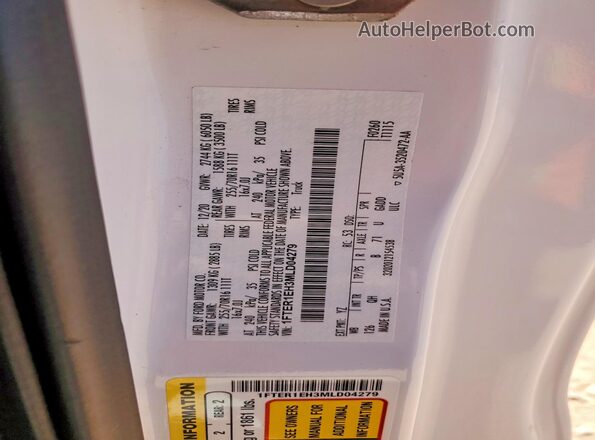 1FTER1EH3MLD04279 2021 FORD RANGER White Widok komory silnika