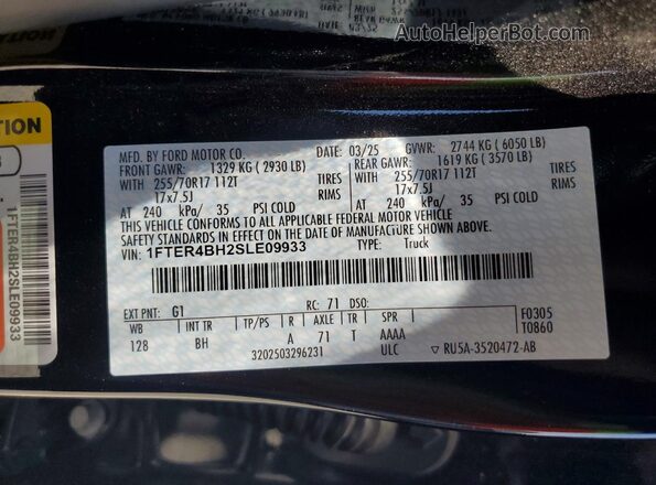 1FTER4BH2SLE09933 2025 FORD RANGER Black ძრავის განყოფილების ხედი