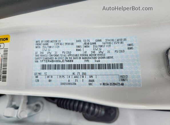 1FTER4BH8SLE76889 2025 FORD RANGER White Widok komory silnika