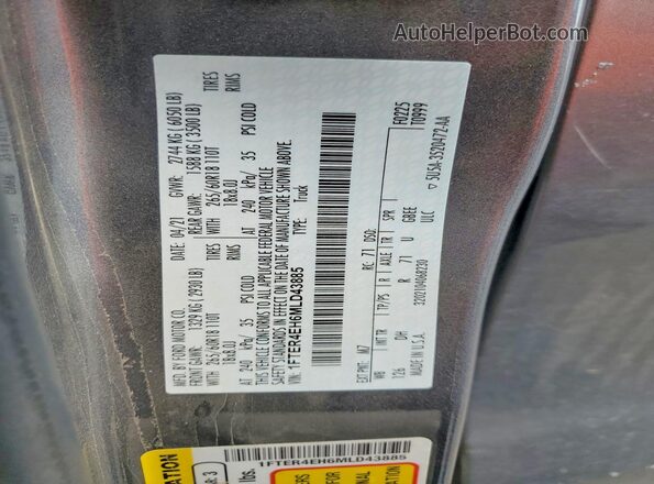1FTER4EH6MLD43885 2021 FORD RANGER Серый Вид наклейки с VIN-кодом