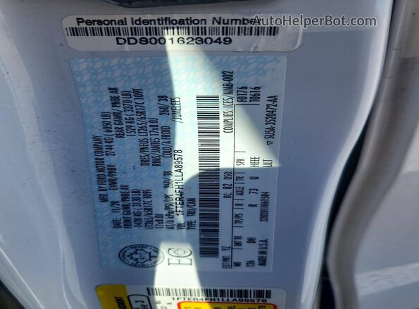 1FTER4FH1LLA89578 2020 FORD RANGER Белый Вид подкапотного пространства