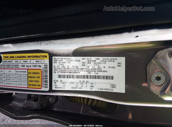 1FTER4FH3MLD53479 2021 FORD RANGER Серый Вид подкапотного пространства