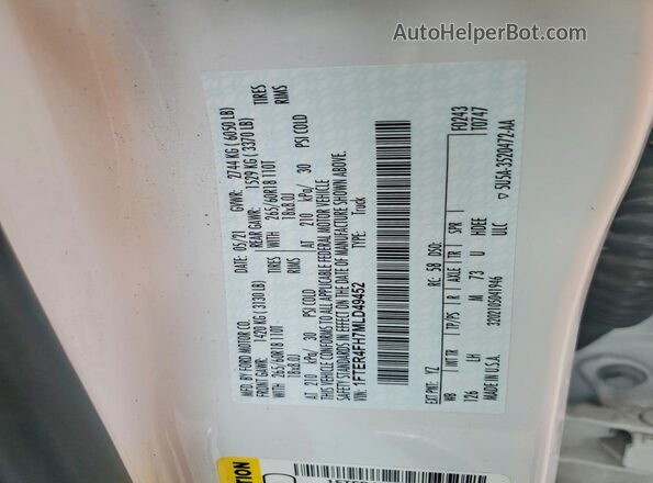 1FTER4FH7MLD49452 2021 FORD RANGER Белый Вид подкапотного пространства