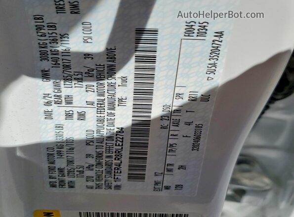 1FTER4LR8RLE22784 2024 FORD RANGER White Widok komory silnika