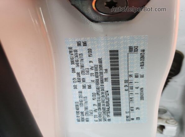 1FTER4LRXRLE71274 2024 FORD RANG Белый Вид наклейки с VIN-кодом