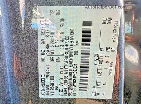 1FTEW1C86PKD23334 2023 FORD F150 Gray 