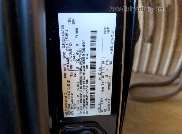 1FTEW1CP1JKF21186 2018 FORD F150 Black VIN კოდის სტიკერის ხედი