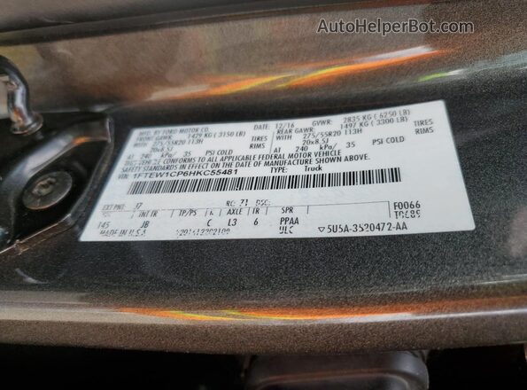 1FTEW1CP6HKC55481 2017 FORD F150 Угольный Вид подкапотного пространства
