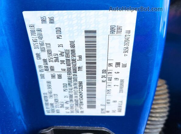 1FTEW1E40KFC02990 2019 FORD F150 Синий Вид подкапотного пространства