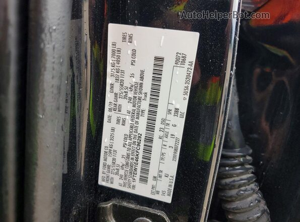 1FTEW1E46KFC96292 2019 FORD F150 Black VIN կոդի պիտակի տեսք